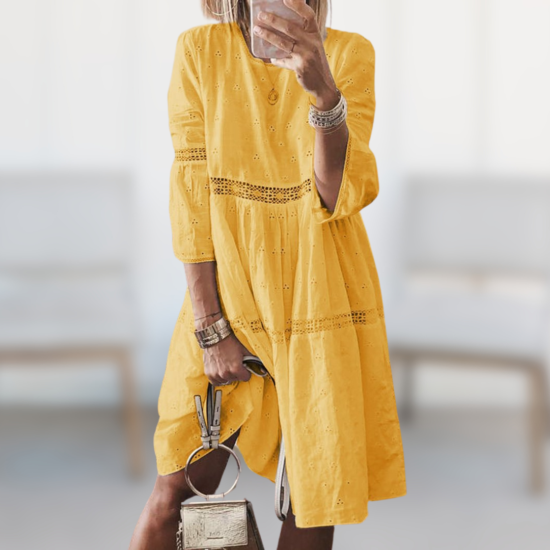 Jenna | Eyelet Detail A-Line Dress
