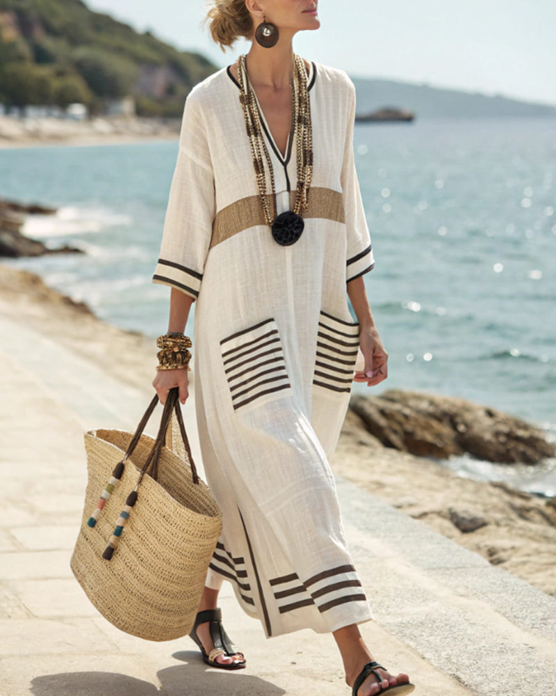 Loose Contrast Dress For Holidays