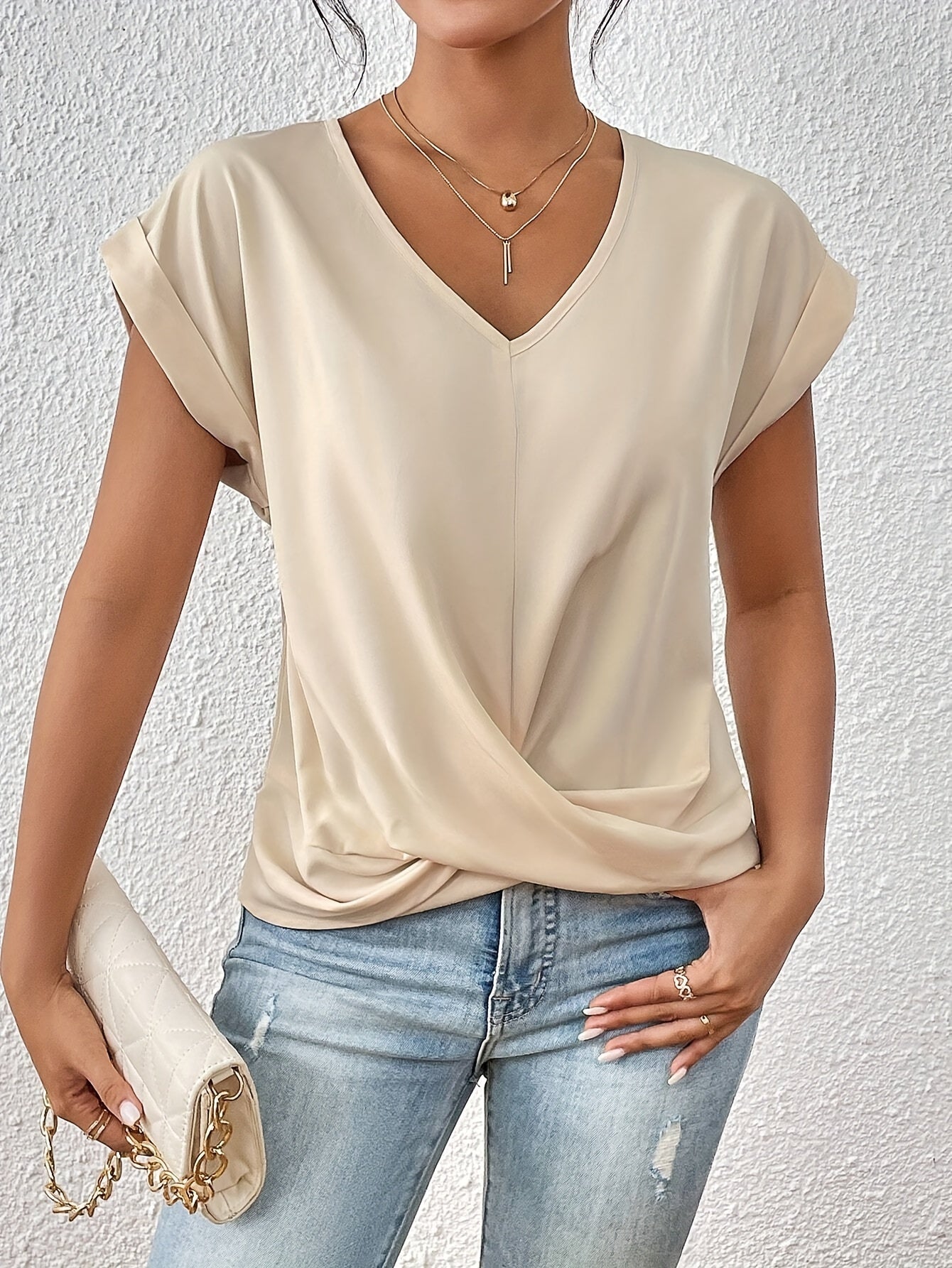 Kathrina | V-Hals Twist Front Top