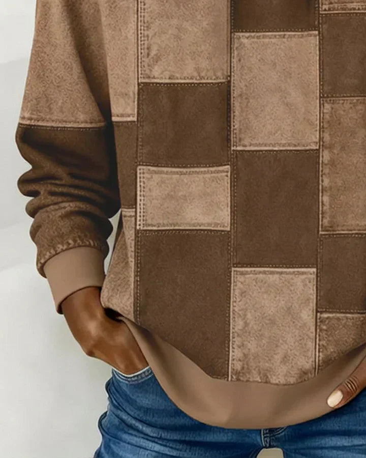Yaralyn™ | Elegant Hoodie with Long Sleeves and Plaid