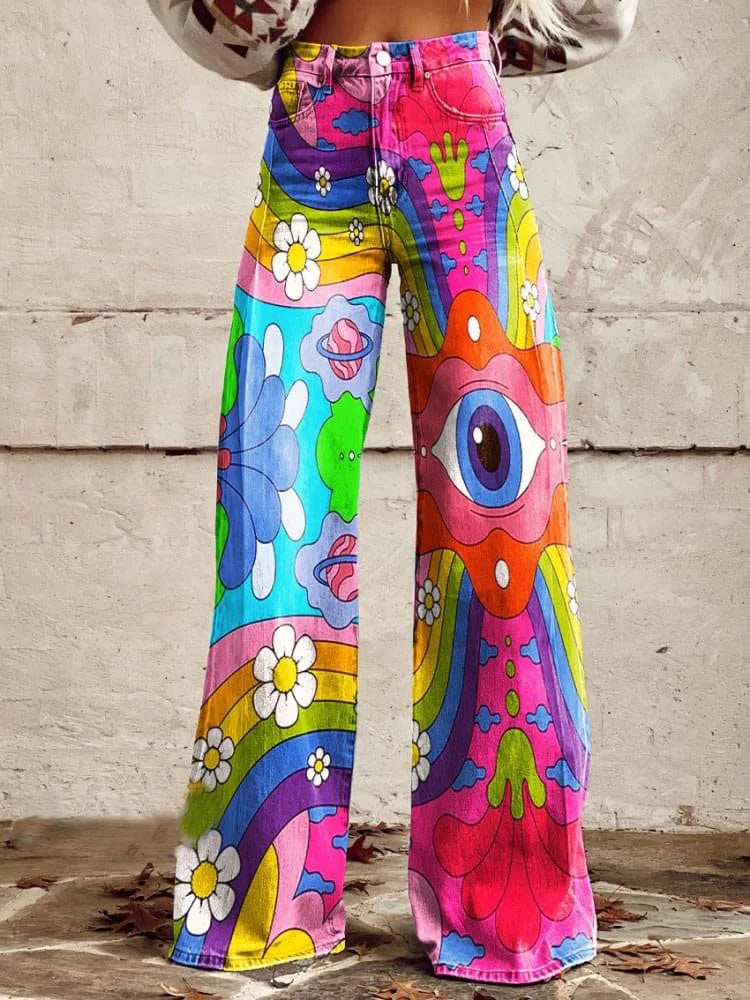 Alma | Wide-Leg Psychedelic Pattern Pants