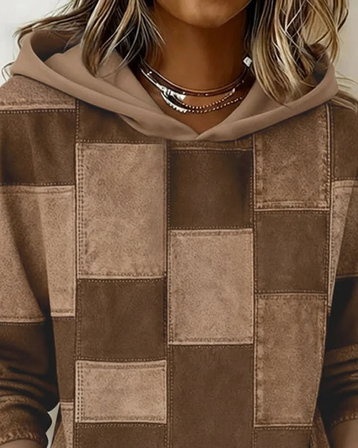 Yaralyn™ | Elegant Hoodie with Long Sleeves and Plaid