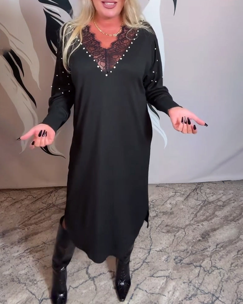 Fashionable V-Neck Lace Dress