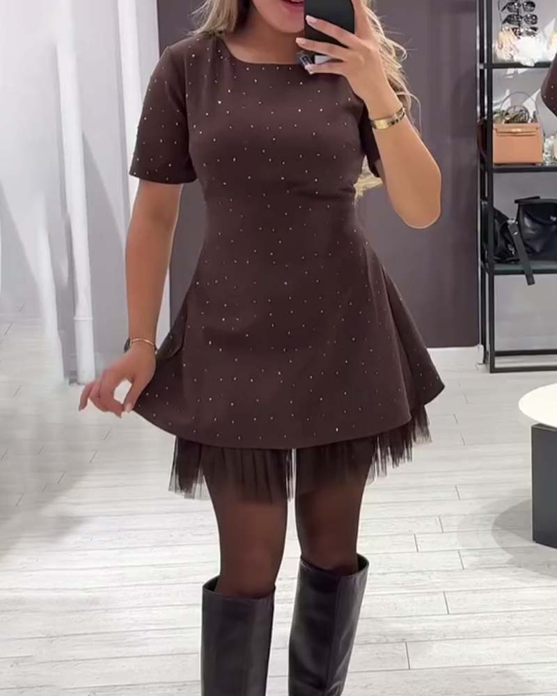 Elegant Patchwork Shimmer Knit Dress