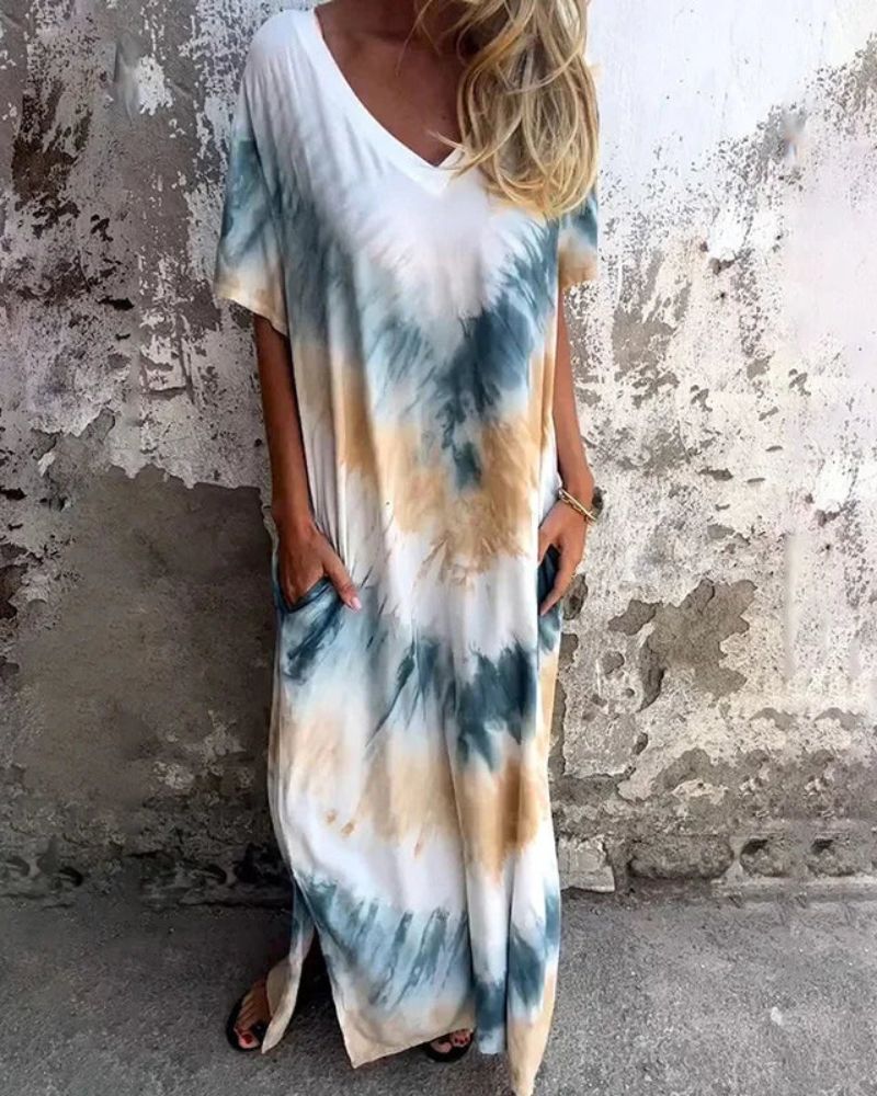Jade | Tie-Dye V-Neck Maxi Dress