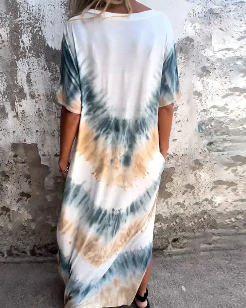 Jade | Tie-Dye V-Neck Maxi Dress
