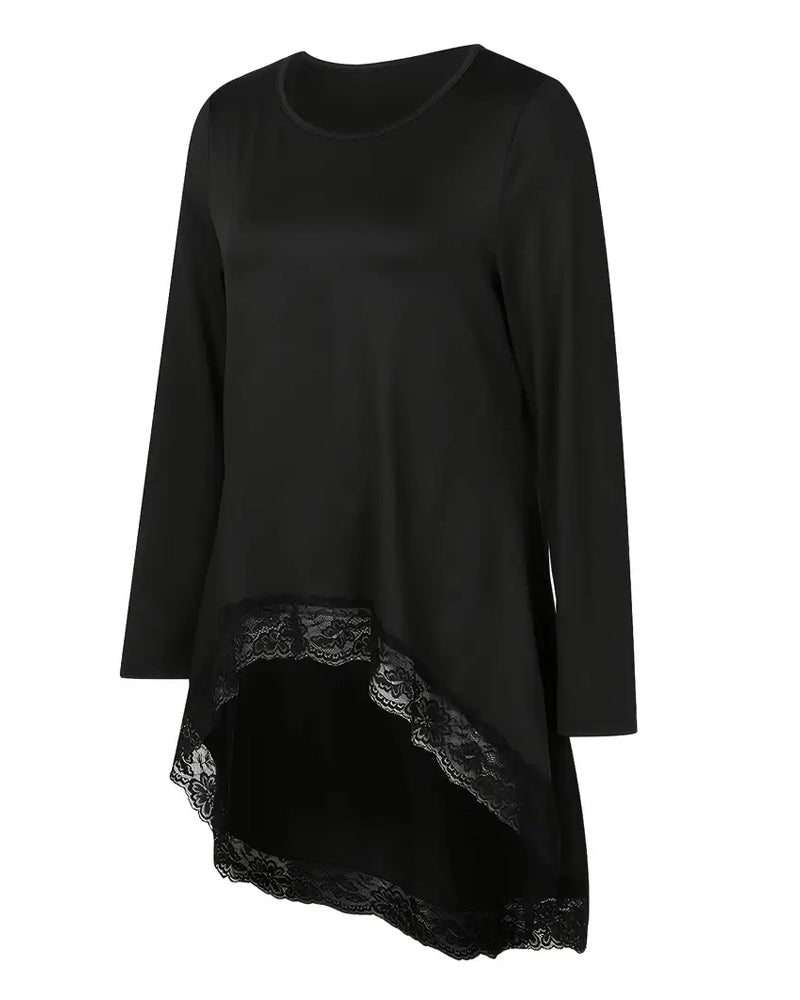 Irregular Long Sleeve Top with Mesh Panels