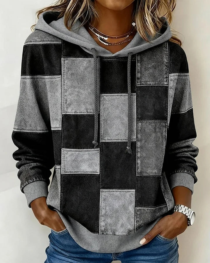 Yaralyn™ | Elegant Hoodie with Long Sleeves and Plaid