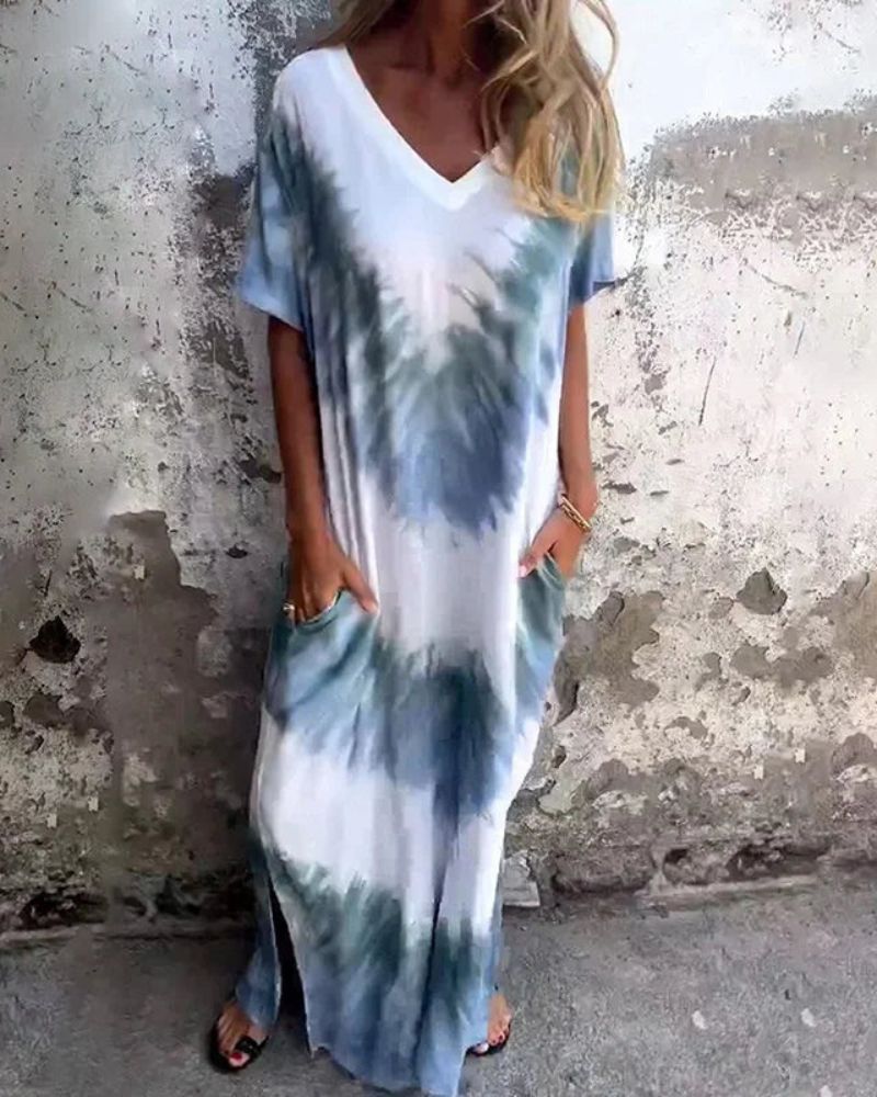 Jade | Tie-Dye V-Neck Maxi Dress
