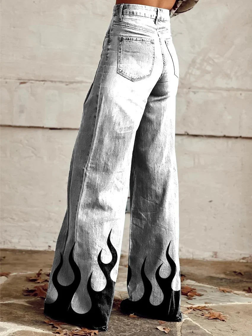 Caroline | Flared Printed Denim Pants