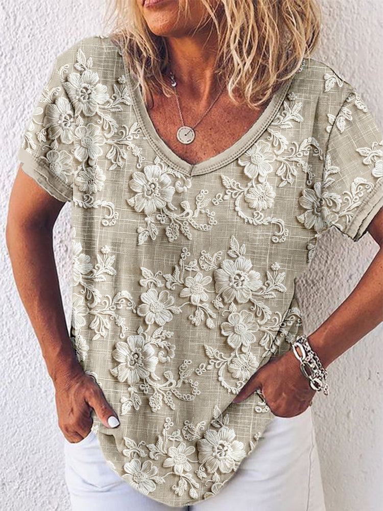 Alice | Elegant Floral V-Neck Blouse