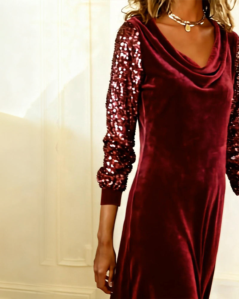Dress Elegant Velvet and Sequins
