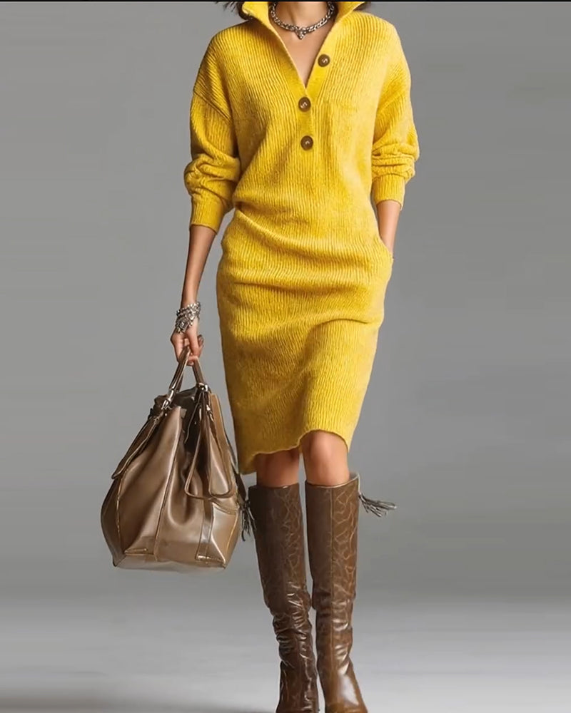 Sweater Dress Casual Solid Color Autumn and Winter