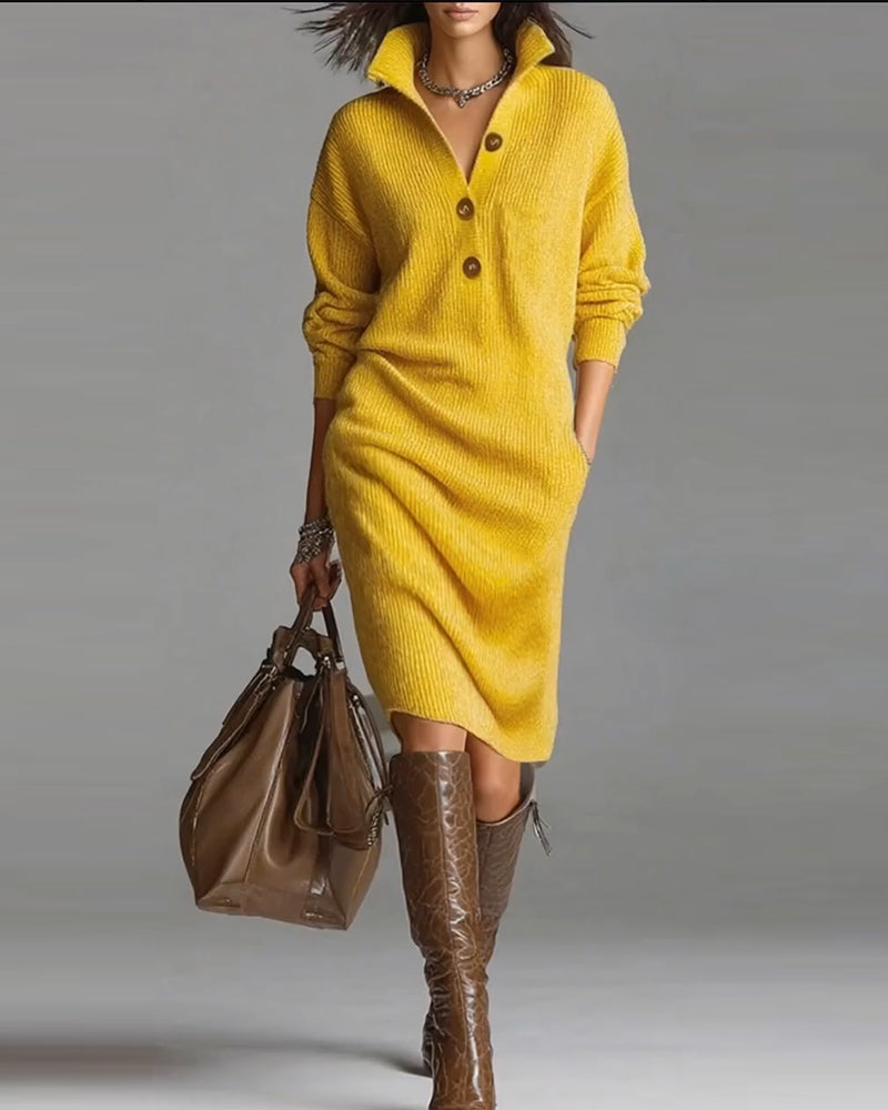 Sweater Dress Casual Solid Color Autumn and Winter