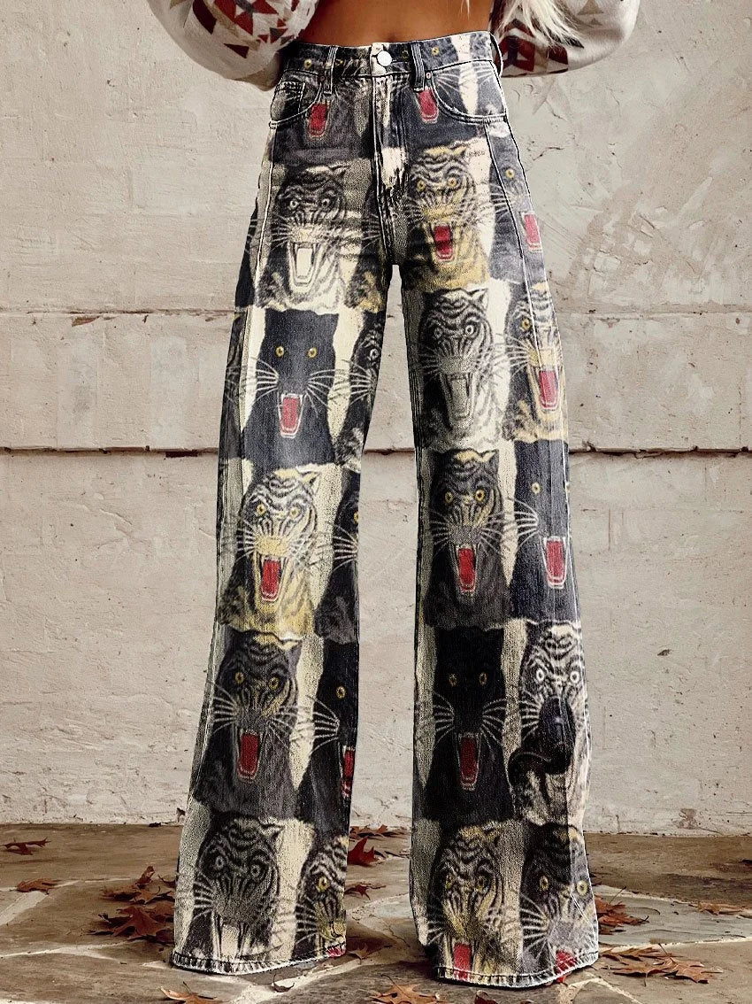 Alexa | Bold Statement Printed Wide-Leg Jeans