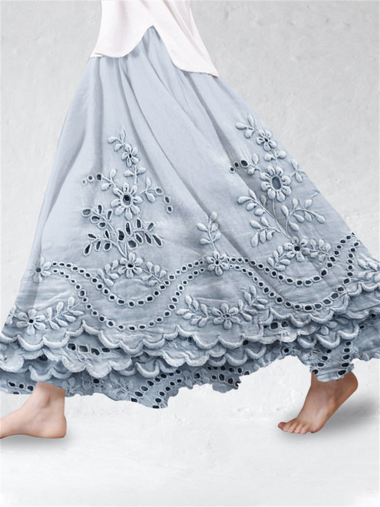 Felicity | Embroidered Floral Maxi Skirt
