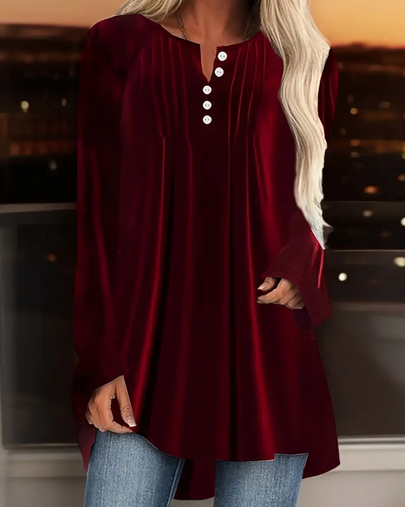 Long Sleeve Button-Front Top