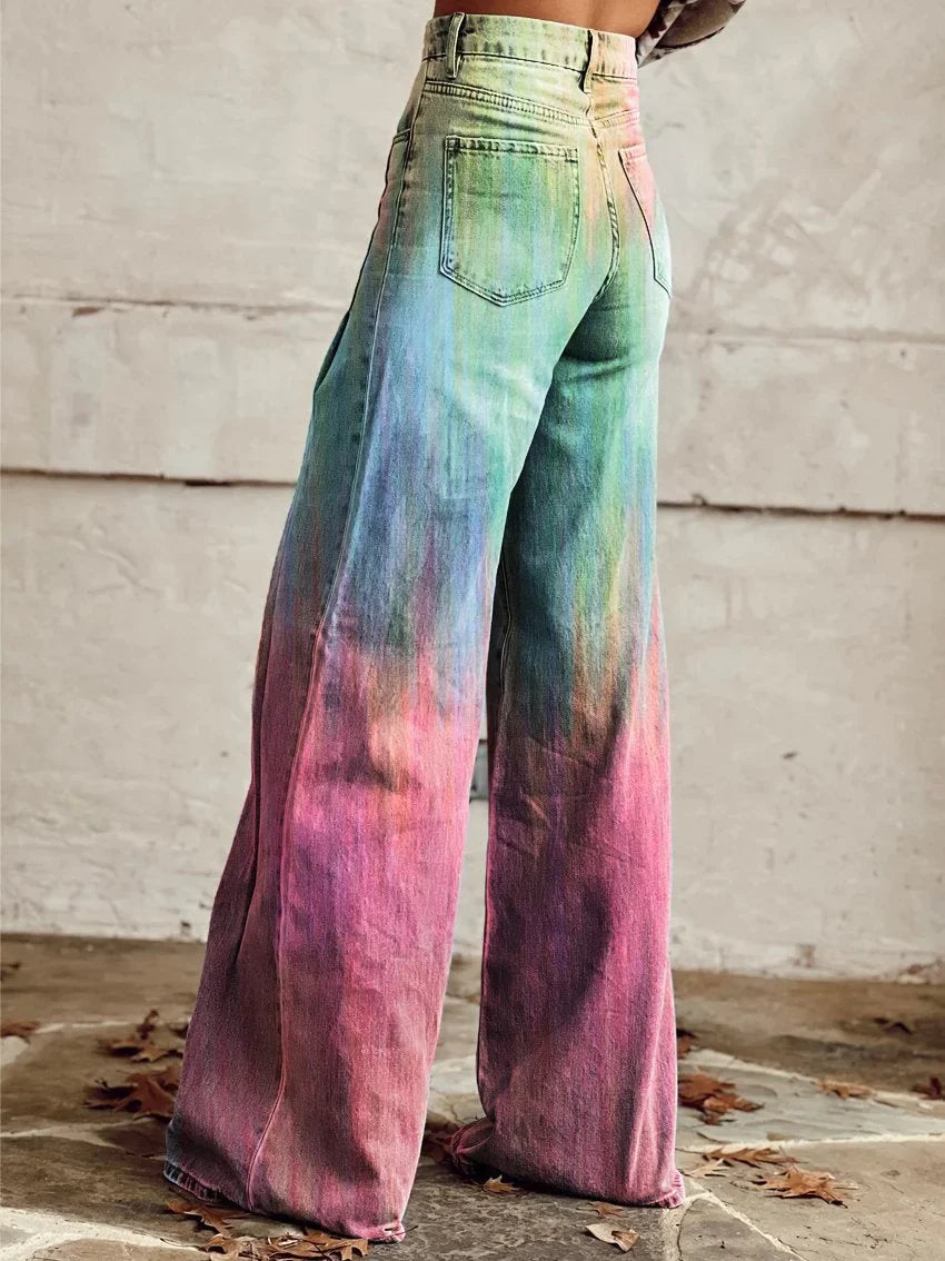 Alexa | Rainbow Wash Wide Jeans