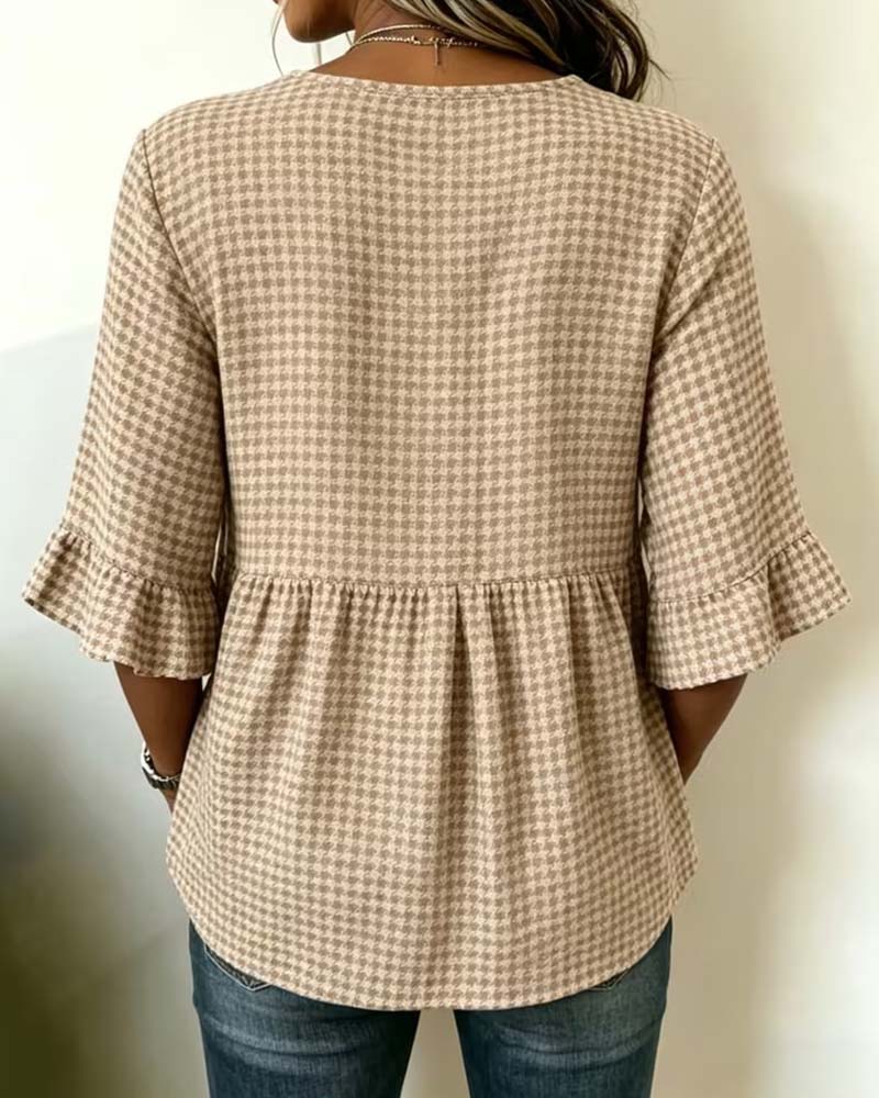 Houndstooth Blouse Trekking Relaxed