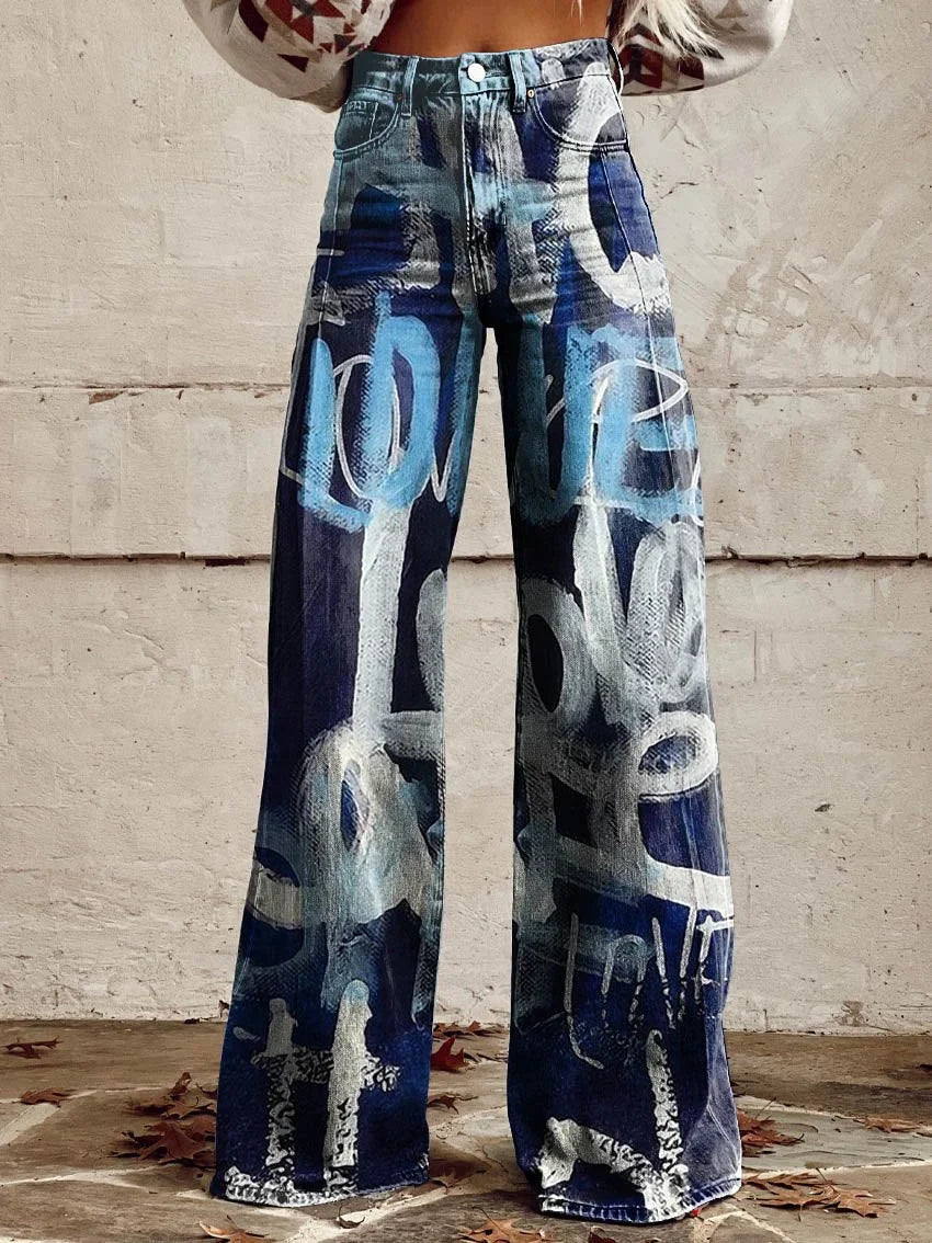 Charlotte | Artistic Printed Wide-Leg Pants