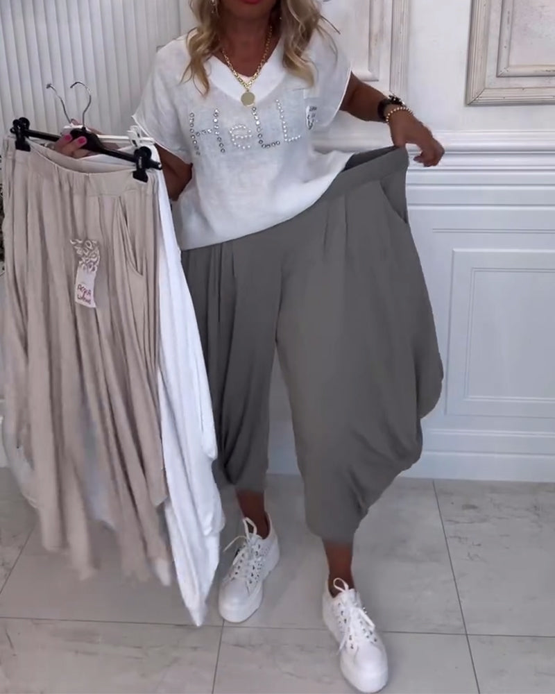 Solid Color Casual Bloomers