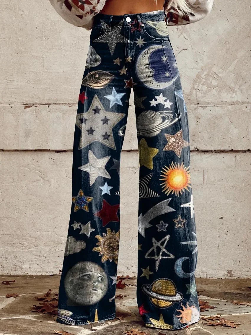 Audrey | High-Waist Cosmic Print Jeans