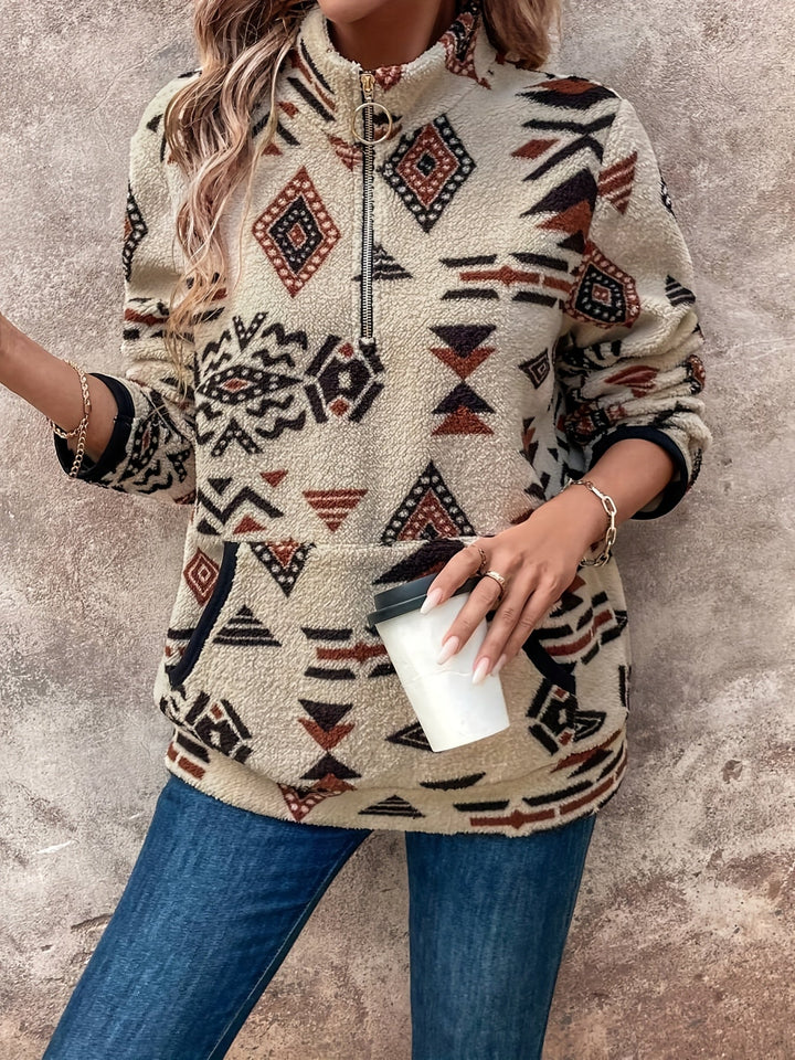Tabitha | Aztec-Print Quarter-Zip Pullover