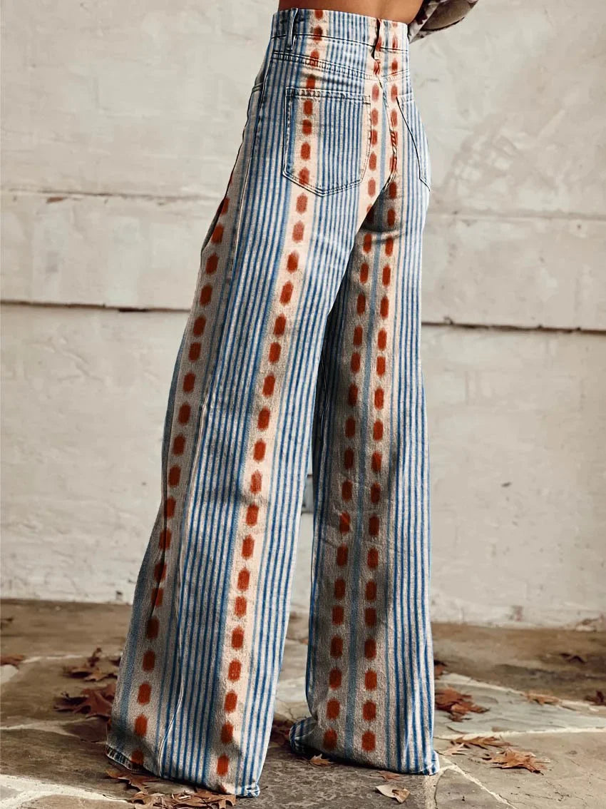 Brandy | Wide-Leg Striped Print Jeans