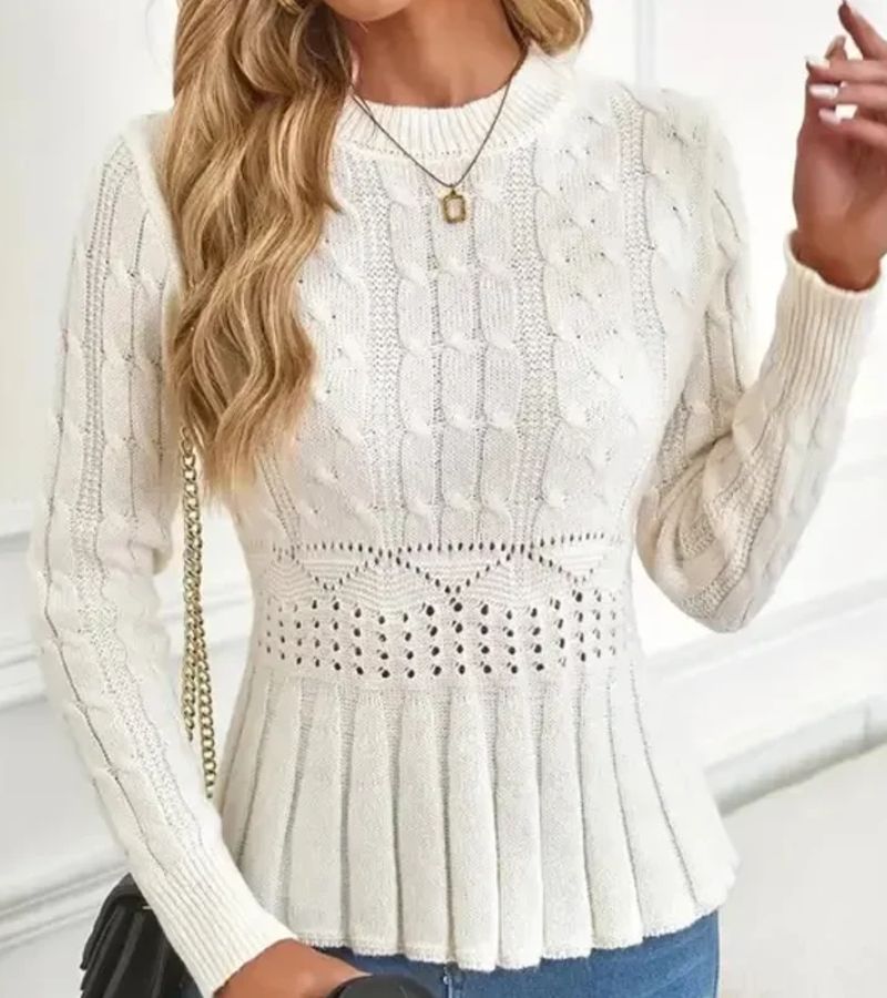 Ornella | Thick Knit Sweater with Peplum Hem