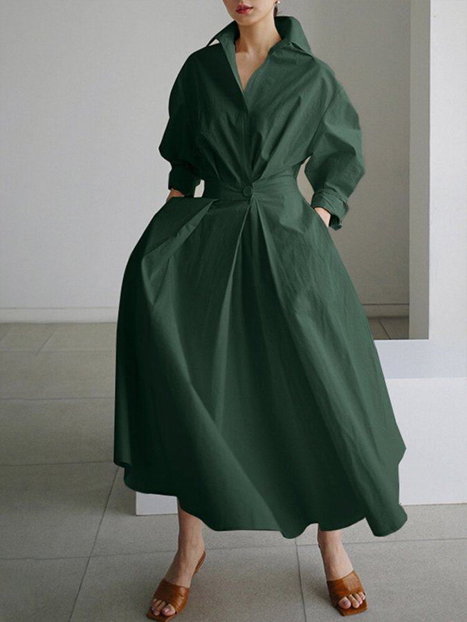 Clemence | Elegant Midi Dress with Button Closure