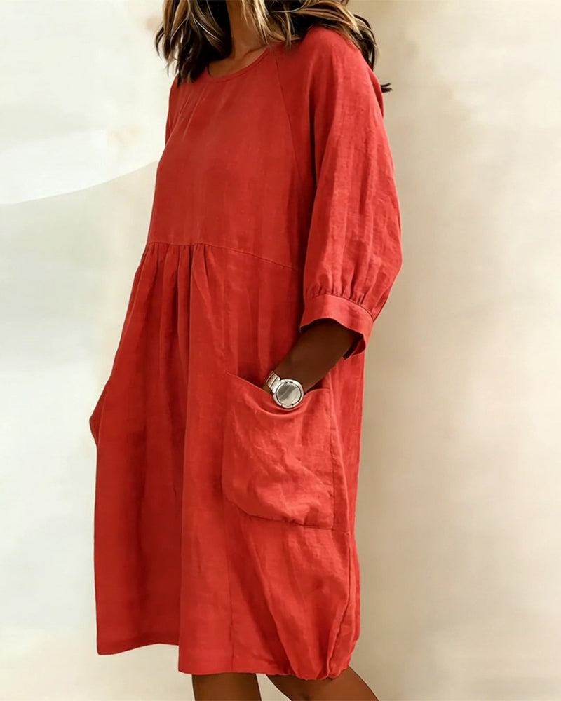 Dress Three Quarter Sleeve Loose