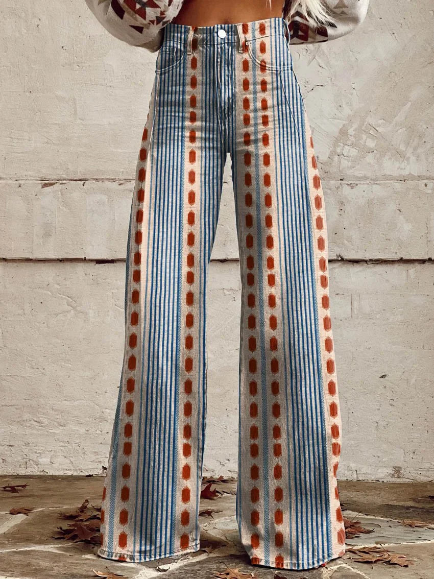 Brandy | Wide-Leg Striped Print Jeans