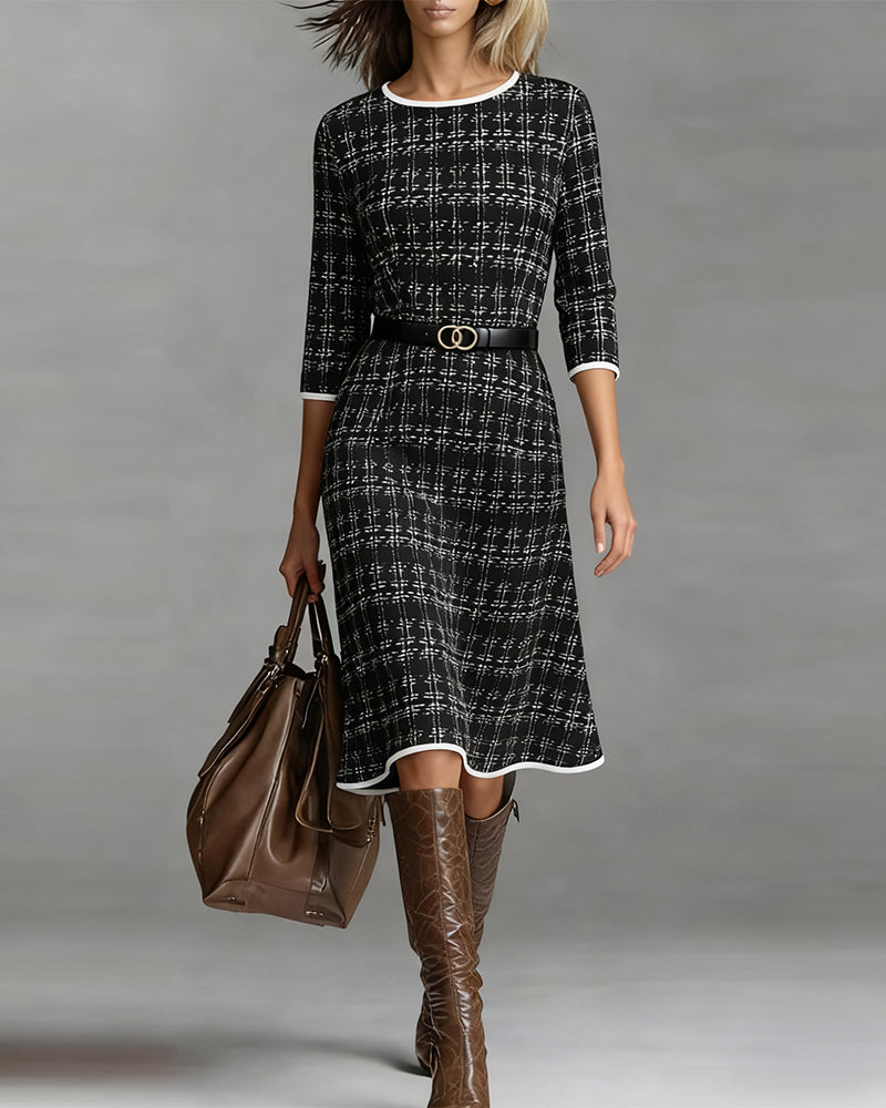 Round Neck Dress with Chanel Style