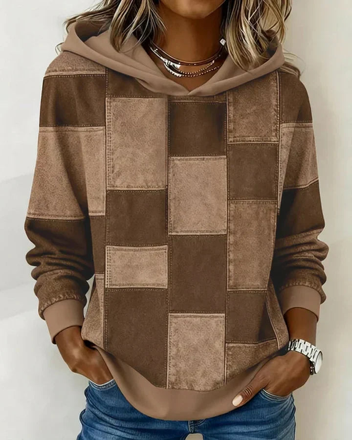 Yaralyn™ | Elegant Hoodie with Long Sleeves and Plaid