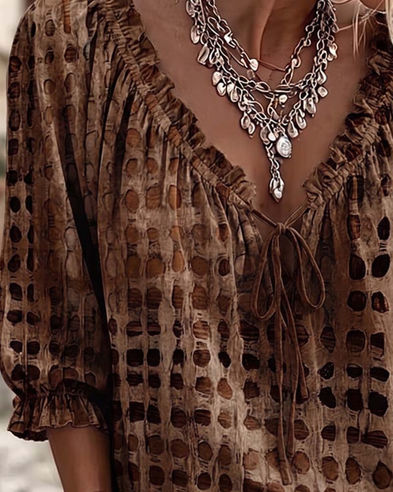 Blouse Polka Dot Pattern with Lacing
