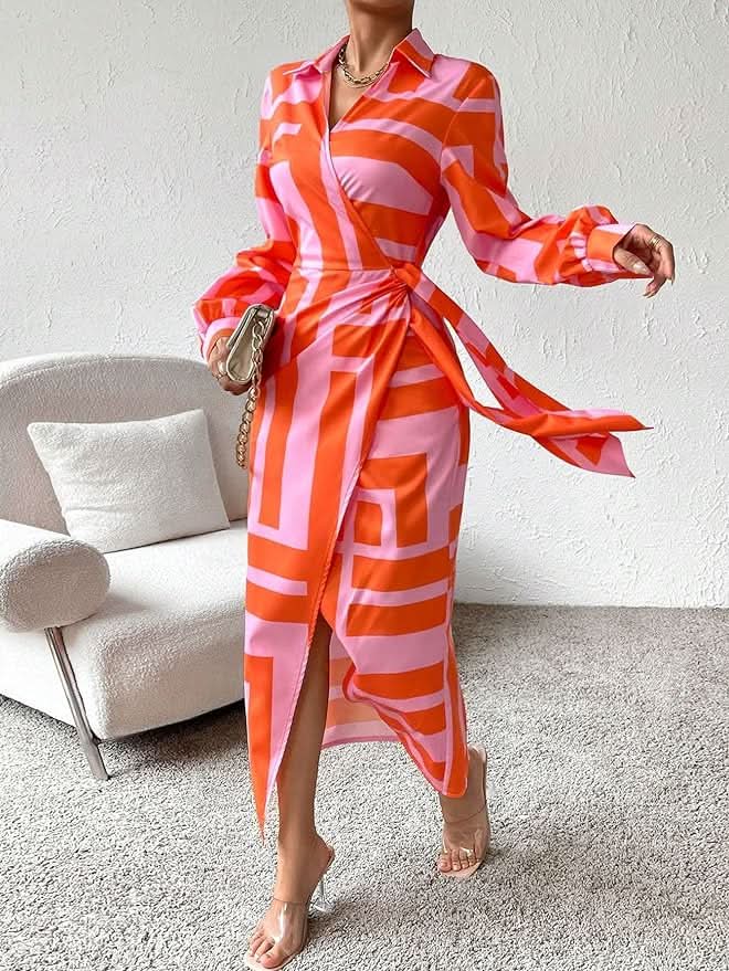 Heather | Abstract Print Wrap Dress