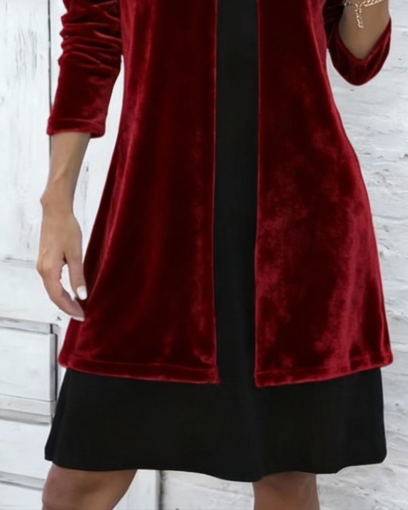 Velvet Two-Piece Effect Dress