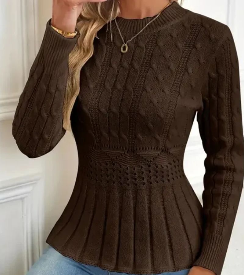Ornella | Thick Knit Sweater with Peplum Hem
