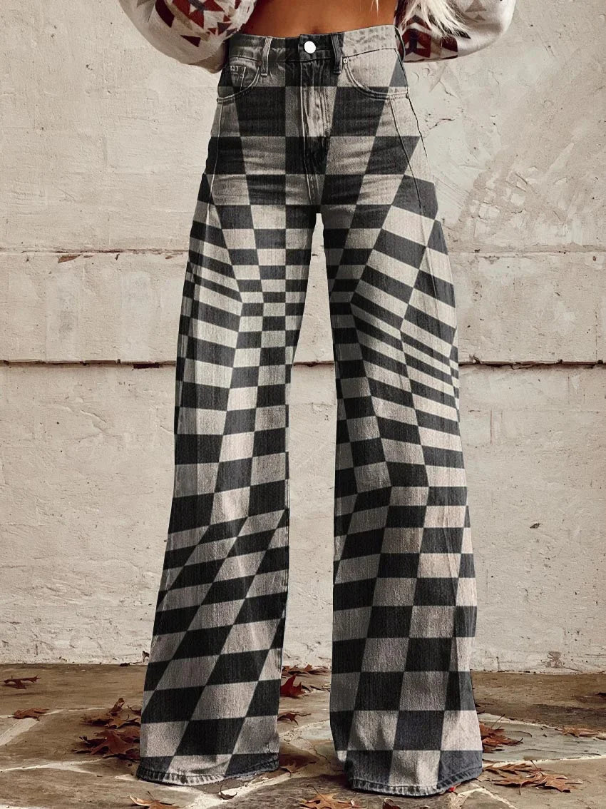 Bianca | Chic Optical Illusion Pattern Pants