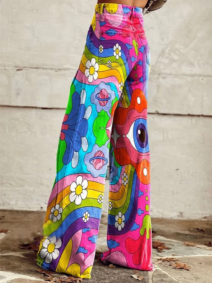 Alma | Wide-Leg Psychedelic Pattern Pants