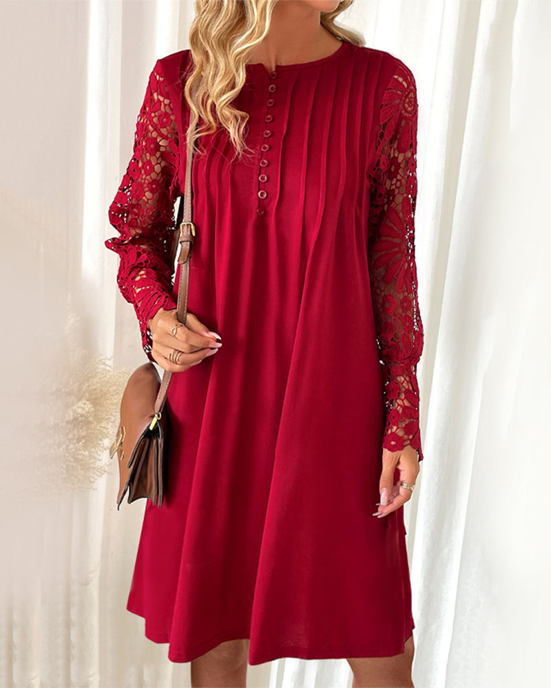 Georgia | Stylish Button-Front Lace Dress