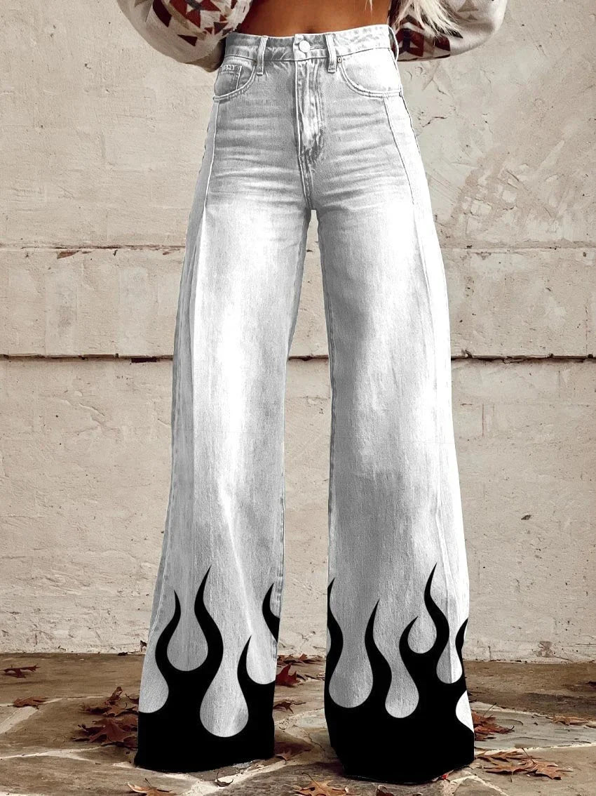 Caroline | Flared Printed Denim Pants