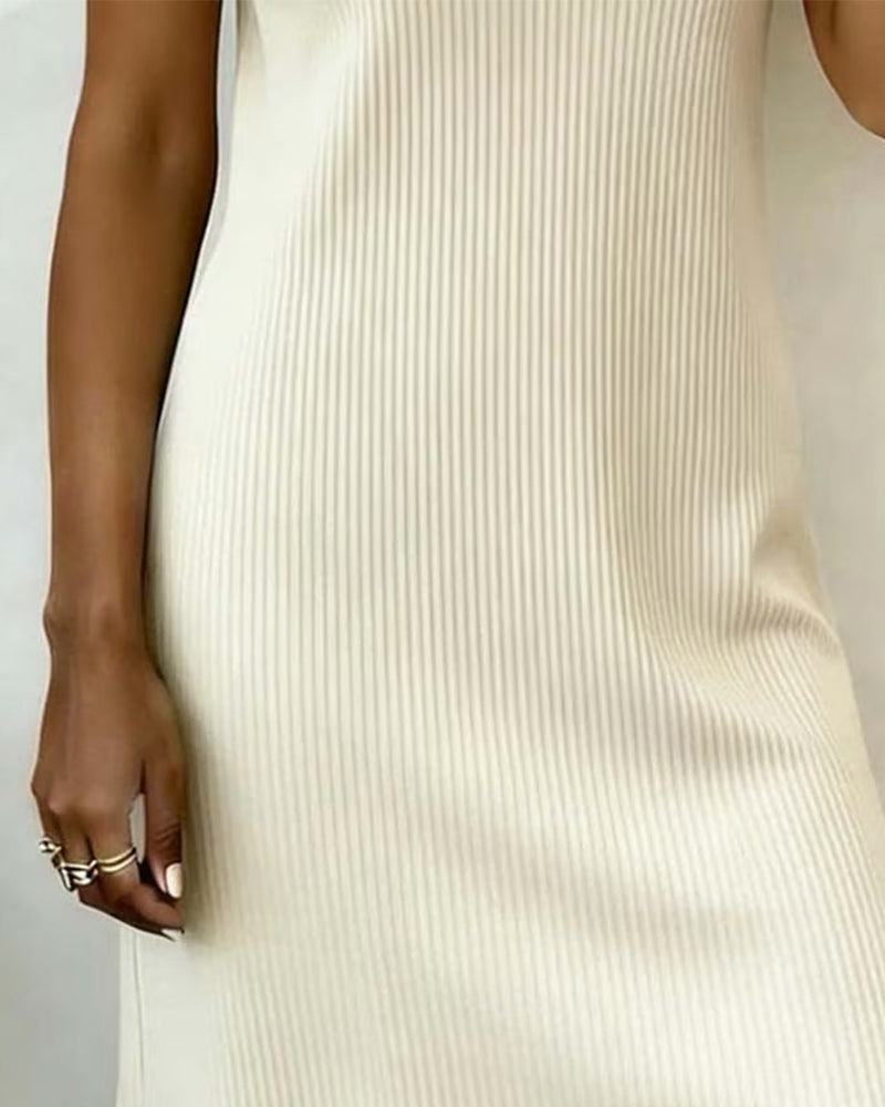 Dress Stylish Round Neck Buttons Down Straight