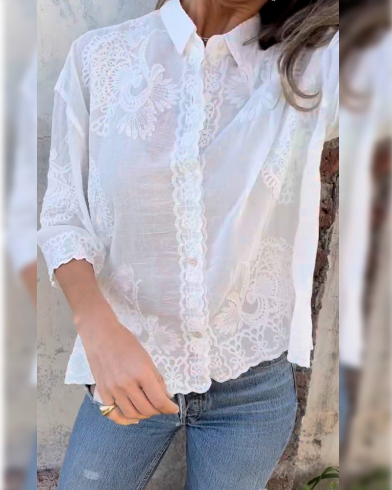 Solid Shirt with Buttoned Down Collar
