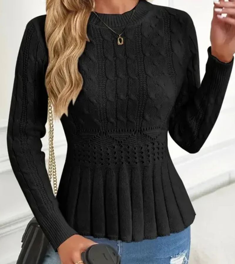 Ornella | Thick Knit Sweater with Peplum Hem