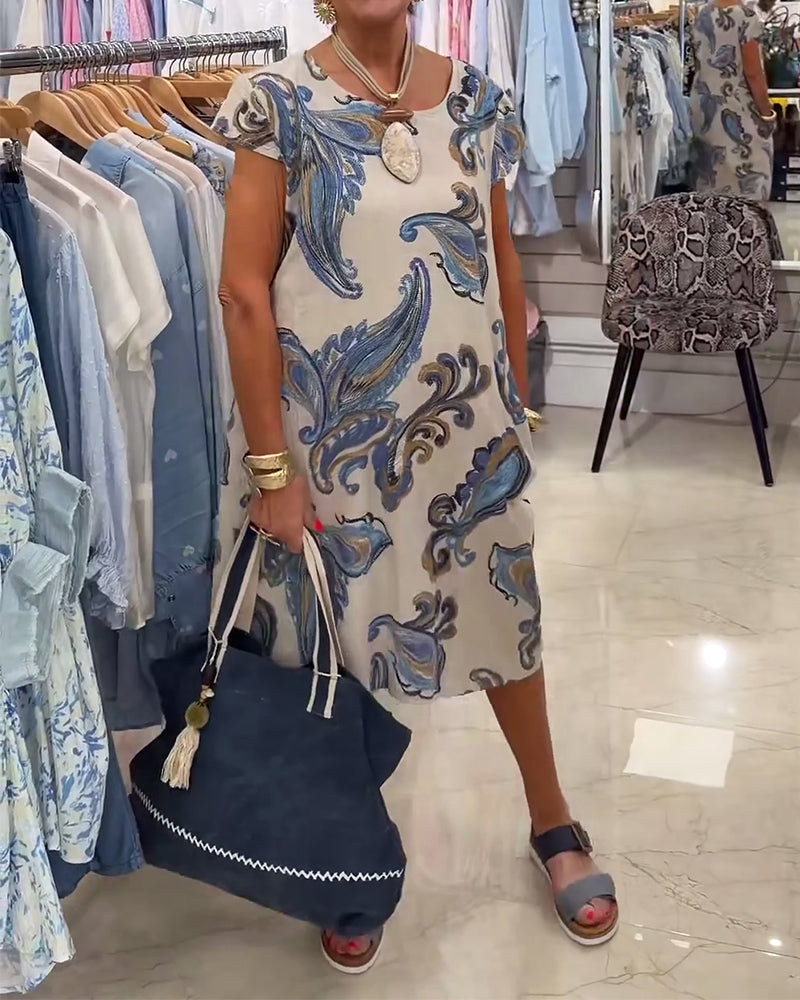 Dress Short Sleeved Printed Straight