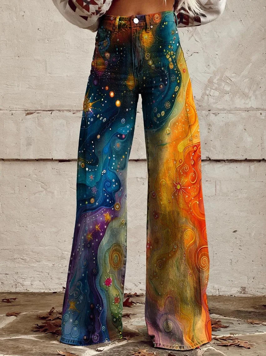 Alice | Colorful Artistic Wide-Leg Jeans