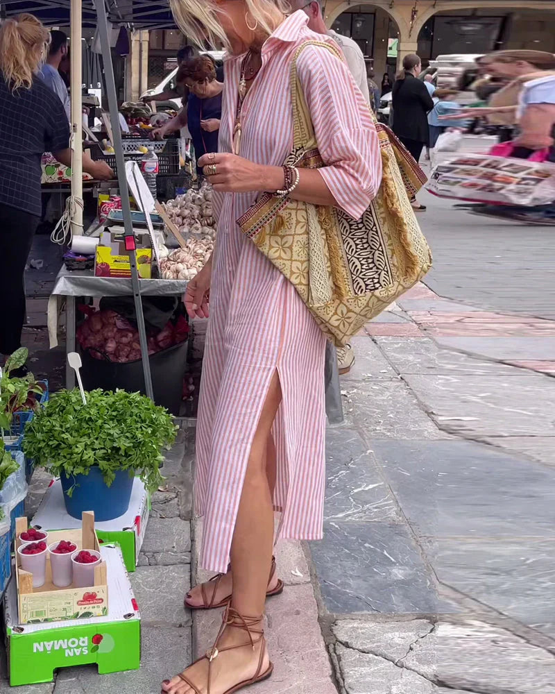 Brooke | Striped Button-Down Shirt Dress