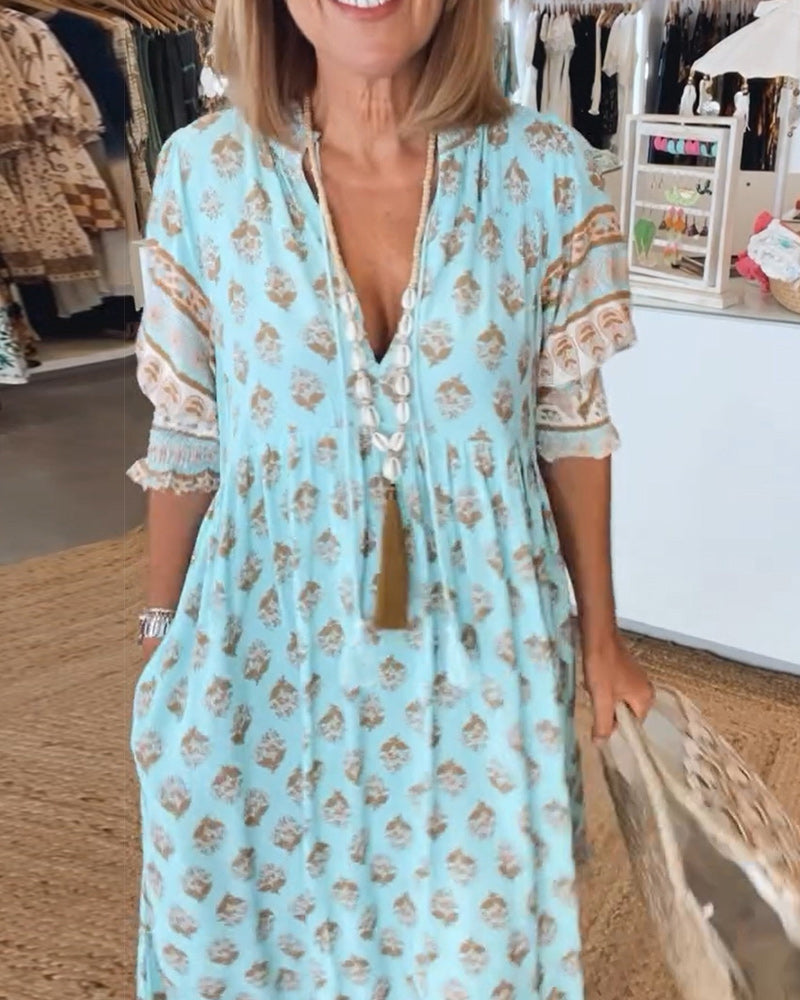 Audrey |  Stylish Bohemian Floral Dress