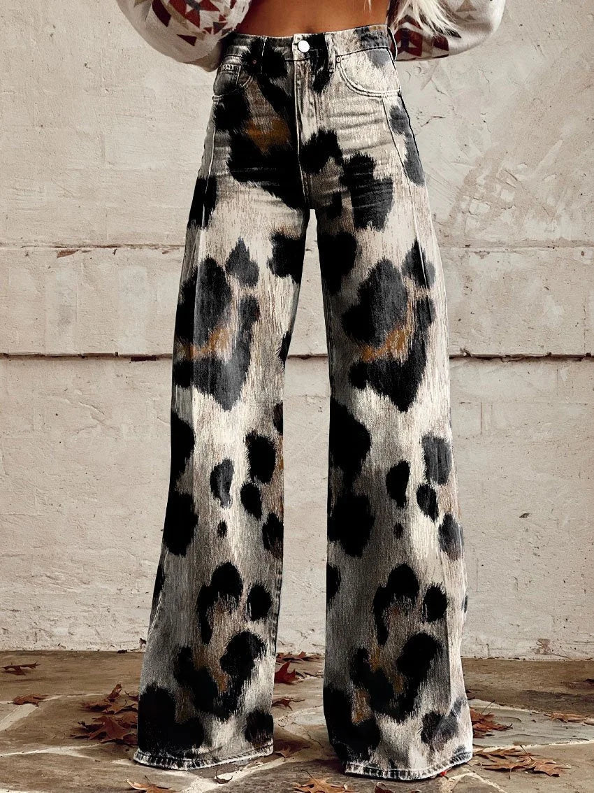 Bianca | Wide-Leg Animal Print Jeans
